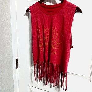 AC/DC Handmade Bohemian Tasseled Fringe Crop Top